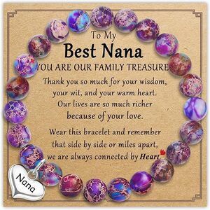 Mothers Day Gifts For Nana, Nana Bracelets Purple Natural Stone Bracelets For